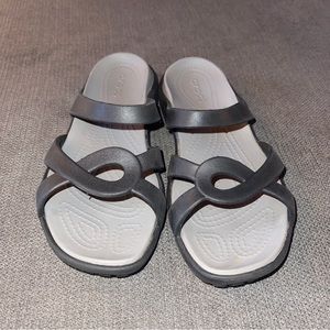 Crocs Meleen Twist Women’s Size 8 Slide Sandals Slip On Comfort Black/Gray